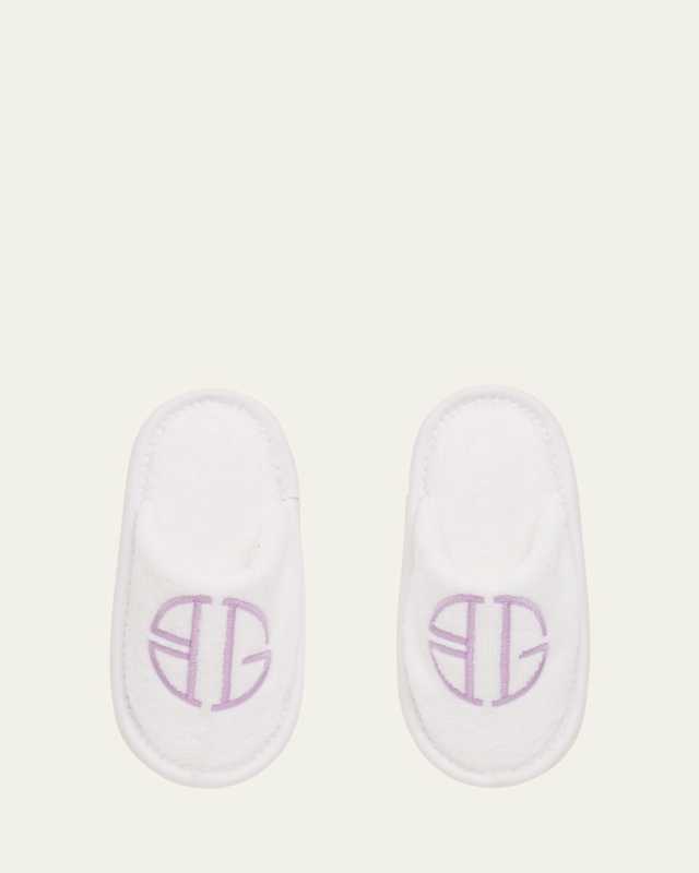 Kid's BG Logo Velour Terry Slippers, 3T-10